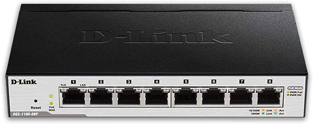 DGS-1100-08P D-Link 8 Ports Gigabit Ethernet PoE Smart Switch