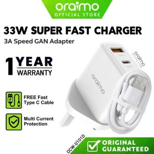 Oraimo PowerGaN 33W Fast Charging charger kit (OCW - U101D)