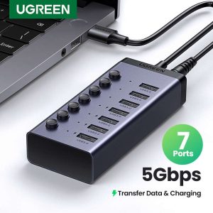 UGREEN 7-Port Powered USB 3.0 Hub UK Power adaptor - CM481