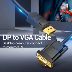 DisplayPort Male to VGA Male Cable with Durable PVC Jacket – Vention