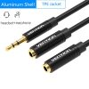 Vention 3.5mm Male to 2 *3.5 femaleFemale Stereo Splitter Cable 0.3M Black ABS Type