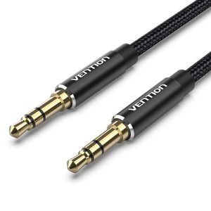 Vention Cotton Braided 3.5mm Male to Male Audio Cable 1.5M Black Metal Type