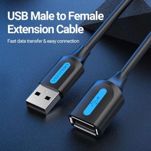 Vention USB 2.0 A Male to A Female Extension Cable 1.5M Black PVC Type