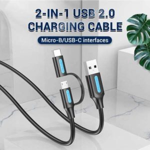 Vention CQDBG USB 2.0 to 2-in-1 Micro USB & USB-C Cable (Black)