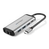 Dimensions: 120mm x 40mm x 12mm (4.72in x 1.57in x 0.47in) Weight: 70g (2.47oz) Material: Aluminum alloy Color: Gray HDMI: 4K@30Hz (3840×2160), 1080P@60Hz (1920×1080) VGA: 1080P@60Hz (1920×1080) Gigabit Ethernet: 10/100/1000Mbps SD card slot: Supports SD, SDHC, SDXC, MMC, RS-MMC microSD card slot: Supports microSD, microSDHC, microSDXC USB Type-C (power delivery): Up to 87W (20V/5A)