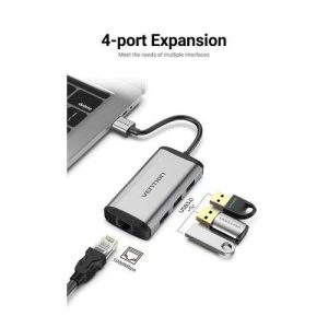 Vention CKBHB USB3.0 To USB3.0*3/Gigabit Ethernet Docking Station