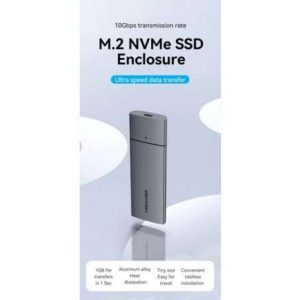 Vention M.2 NVMe SSD Enclosure (USB 3.1 Gen 2-C) Gray Aluminum Alloy Type, KPGH0