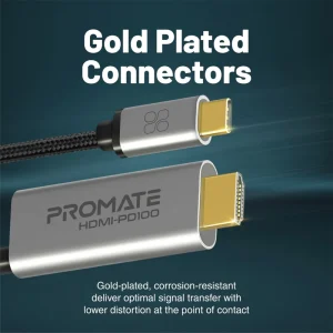 Promate 4K@60Hz USB-C to HDMI Cable with 100W Power Delivery, 1.8m Cable Length