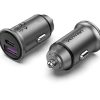 Vention Two-Port USB A+A(30+30) Car Charger Gray Mini Style Aluminium Alloy Type, FFFH0