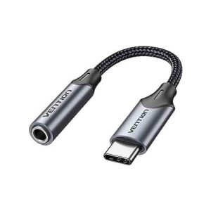 Vention USB-C Male to 3.5MM Earphone Jack With DAC Adapter 0.1M Gray Aluminum Alloy Type, BGMHA