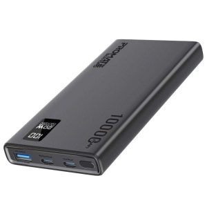 Promate Super Slim Design 10000mAh Smart Charging Power Bank with 20W Dual USB-C Port & QC 3.0 Port • 22.5W QC 3.0 Output • LCD Battery Display