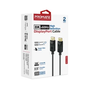 Promate 8K DisplayPort to DisplayPort Cable, 2m Cable Length