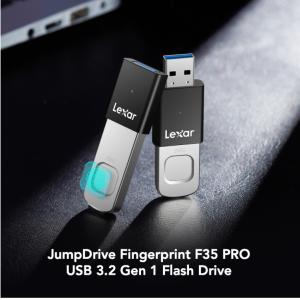 64GB Lexar® Fingerprint F35 USB 3.0 flash drive, up to 150MB/s read and 60MB/s write, Global (LJDF35-64GBEU)