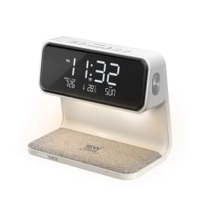 Promate 3-in-1 Multi-Function LED Alarm Clock with 15W Wireless Charger