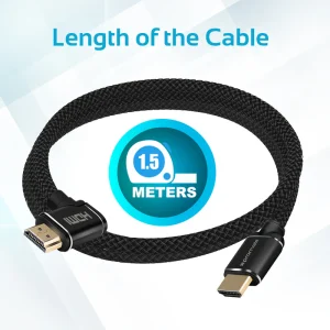 Promate HDMI (Male)- Right Angle HDMI (Male) Nylon Cable with 3D, 4K Ultra HD & Ethernet Support. 1.5m Length