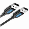 The Vention USB 2.0 A Male to A Male Cable, 1.5 meters, black PVC type (model number VEN COJBG) is a high-quality cable designed to connect devices with USB Type-A ports. It features a 1.5-meter length, providing ample flexibility and reach for connecting devices. The cable is built with a black PVC (Polyvinyl Chloride) jacket, which offers durability and protection. The PVC jacket helps prevent damage from external factors and provides a reliable connection between devices. With USB 2.0 technology, the cable supports data transfer rates of up to 480 Mbps, making it suitable for a variety of USB peripherals. It allows for fast and efficient data transmission, making it ideal for connecting devices like printers, scanners, external hard drives, and more to your computer or laptop. The cable features Type-A Male connectors on both ends, allowing for a direct device-to-device connection. These connectors are commonly found on most computers, laptops, and USB hubs. The Vention USB 2.0 A Male to A Male Cable, 1.5 meters, black PVC type (VEN COJBG) is designed for plug-and-play functionality, meaning no additional drivers or software are required for installation. Simply connect the cable between your devices, and they should recognize each other for seamless communication. Please note that while this cable offers reliable connectivity and compatibility with USB 2.0 devices, it is not compatible with USB 3.0 or higher. If you require faster data transfer speeds, it’s recommended to consider a USB 3.0 or USB 3.1 cable.