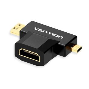 Vention 2 in 1 Mini HDMI and Micro HDMI Male to HDMI Female Adapter Black, VEN-AGFB0