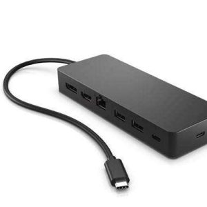 HP 7-in-1 USB-C Multiport Hub – Top View HP 50H98AA Hub – Side Profile HP USB-C Hub – Port Layout HP Multiport Adapter – Connected to Laptop HP 7-in-1 Hub – Packaging HP USB-C Hub – Compact Design