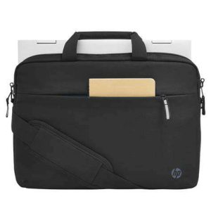 HP Professional 14.1" Laptop Bag – Front View HP 500S8AA Laptop Bag – Side Profile HP Professional Laptop Bag – Interior Compartments HP 14.1" Laptop Bag – Attached to Rolling Suitcase HP Professional Laptop Bag – RFID Pocket Close-up HP 500S8AA Laptop Bag – Packaging