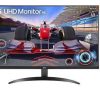 Front view of LG 32UR500-B 31.5" 4K UHD Monitor in black. Side profile showcasing the slim design of the LG 32UR500-B monitor. Back panel displaying HDMI, DisplayPort, and headphone out ports on the LG 32UR500-B monitor. LG 32UR500-B monitor on a desk setup with dual-screen configuration. Close-up of the tilt-adjustable stand on the LG 32UR500-B monitor. LG 32UR500-B monitor displaying vibrant visuals with HDR10 support.