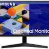 Samsung Essential Monitor 27" FHD front view in black Slim side profile of Samsung 27" Monitor HDMI and VGA ports on Samsung LS27C310EAMXUE Dual-screen desk setup with Samsung Essential Monitors Close-up of the borderless bezel on Samsung 27" FHD IPS panel showing vivid colors on Samsung 27" Monitor