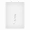Close-up of Belkin CAR20W charger showing white matte finish