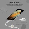 Belkin INC006VFSGY Boost Charge Pro Flex USB-C to Lightning Cable 3 powering phone from distant wall socket