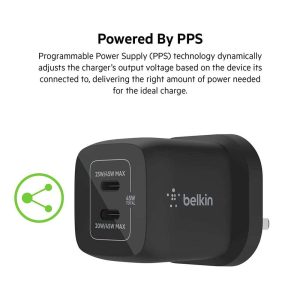 belkin wch011myb black gan dual usb-c charger