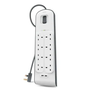 Belkin SRB003AR2M Surge Plus 8 Outlet Surge Protector with 2 USB Ports
