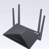 D-Link DIR-825M AC1200 Wi-Fi Router front view Side angle of DIR-825M showing external antennas D-Link dual-band router with Ethernet ports visible DIR-825M connected in a home network setup DIR-825M router streaming HD content on smart TV D-Link router showing Wi-Fi LED indicators and sleek black design