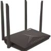 D-Link DIR-825M AC1200 Wi-Fi Router front view Side angle of DIR-825M showing external antennas D-Link dual-band router with Ethernet ports visible DIR-825M connected in a home network setup DIR-825M router streaming HD content on smart TV D-Link router showing Wi-Fi LED indicators and sleek black design
