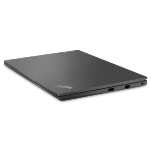 Front view of Lenovo ThinkPad E14 Gen 6 in Black Side profile showcasing ports on Lenovo ThinkPad E14 Gen 6 Open laptop displaying keyboard and touchpad of Lenovo ThinkPad E14 Gen 6 Close-up of 14" WUXGA display on Lenovo ThinkPad E14 Gen 6 Lenovo ThinkPad E14 Gen 6 with FHD webcam and privacy shutter Bottom view highlighting ventilation and design of Lenovo ThinkPad E14 Gen 6