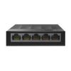 TP-Link TL-LS1005G front view with 5 ports Compact TP-Link 5-Port Gigabit Switch top view TL-LS1005G Ethernet switch in office use Rear side of TP-Link Gigabit Switch Plug-and-play TP-Link desktop switch TL-LS1005G packaging and contents overview