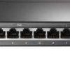 TP-Link TL-SF1009P 9-Port PoE+ front view TL-SF1009P with connected IP cameras PoE+ ports showing power & data delivery Top view of TP-Link TL-SF1009P switch Installation demo for surveillance setup Extended mode coverage chart for PoE+