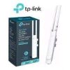 TL-EAP225-Outdoor mounted on exterior wall Dual-band MU-MIMO wireless performance graph Close-up of TL-EAP225 PoE Gigabit port IP65-rated TP-Link AP exposed to rain Omada dashboard showing EAP225 status TP-Link EAP225-Outdoor retail packaging