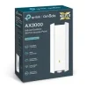 TP-Link EAP650-Outdoor installed on a pole EAP650-Outdoor weatherproof IP67 casing close-up TP-Link AX3000 WiFi 6 signal coverage chart Omada dashboard interface on tablet PoE+ Ethernet port of EAP650-Outdoor Packaging of TL-EAP650-Outdoor Access Point