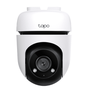 TP-Link Tapo C500 camera mounted on outdoor wall Close-up of Tapo C500 lens and housing Night vision example from Tapo C500 Tapo app interface with live view of C500 Tapo C500 motion tracking demonstration TP-Link Tapo C500 product packaging