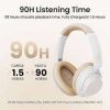 UGREEN HiTune Max5 HP202 ANC headphones in white Folded white HiTune Max5 for travel Close‑up of ear pad cushioning and foldable hinge Side view showing ANC and game mode buttons HiTune Max5 with charging USB-C cable Box packaging displaying LDAC & 90‑hour battery features
