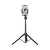 UGREEN LP586 selfie stick folded on table Selfie stick extended to ~1.6 m outdoor scene Close‑up of Bluetooth remote control in hand Tripod base with non‑slip silicone feet Phone mounted on 360° rotating head Packaging with model LP586 and EAN label