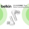 Comfortable ergonomic design of Belkin AUC006BTWH Sound Form Flow Noise Cancelling Earbuds White