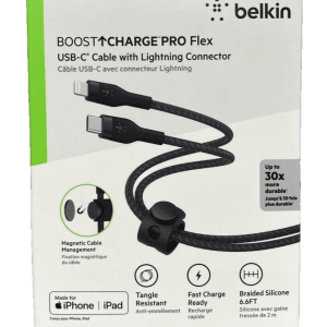 Durable black Lightning cable labeled MFi certified
