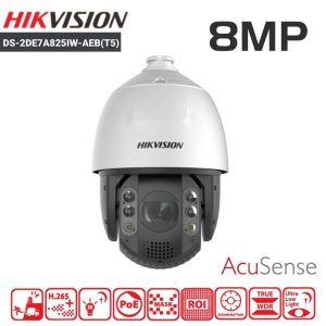 Hikvision 8MP DarkFighter PTZ Dome Camera Hikvision DS-2DE7A825IW-AEB front view Hikvision 25X optical zoom PTZ camera Hikvision outdoor DarkFighter speed dome Hikvision long-range IR PTZ CCTV Hikvision professional PTZ surveillance camera