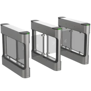Hikvision DS-K6B411TMX-L Smart Value Swing Barrier Front View Close-up of Face Recognition Module on DS-K6B411TMX-L Infrared Sensors on Hikvision DS-K6B411TMX-L Barrier Web Management Interface for DS-K6B411TMX-L Emergency Open Feature on Hikvision DS-K6B411TMX-L Hikvision DS-K6B411TMX-L Installed in Office Lobby