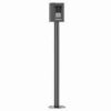 Hikvision ESP-L1500-X800-R125 column bracket full view Close-up of Hikvision ESP-L1500-X800-R125 cable outlet Outdoor installation of Hikvision LPR camera bracket ESP-L1500-X800-R125 Hikvision ESP-L1500-X800-R125 side profile showing steel construction Base mounting design of Hikvision ESP-L1500-X800-R125 bracket Hikvision ESP-L1500-X800-R125 bracket with dimension markings