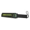 Hikvision NP-SH100 handheld metal detector front view Security officer using Hikvision NP-SH100 handheld detector Hikvision NP-SH100 portable metal detector side profile Close-up of Hikvision NP-SH100 detection area Hikvision handheld security detector with LED alarm Hikvision NP-SH100 metal detector for event security