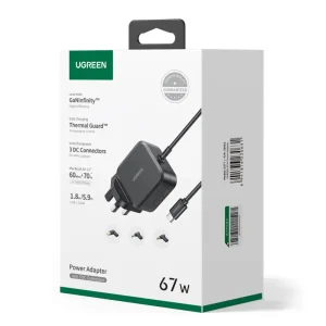 UGREEN USB-C 67W PD GaN Tech Power Adapter UK+3 DC Connectors - X377