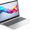 HP 15-fd0558nia laptop front view HP 15-fd0558nia open 15.6-inch display and keyboard HP 15-fd0558nia side ports including USB and HDMI HP 15-fd0558nia slim design natural silver HP 15-fd0558nia laptop on office desk HP 15-fd0558nia Windows 11 home screen display