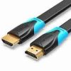 Vention flat HDMI cable 2M black High speed HDMI cable VEN-AAKBH Flat HDMI cable for TV and monitor Vention 4K HDMI cable image Slim HDMI cable for wall installation HDMI cable for gaming console and projector