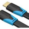 Vention flat HDMI cable 2M black High speed HDMI cable VEN-AAKBH Flat HDMI cable for TV and monitor Vention 4K HDMI cable image Slim HDMI cable for wall installation HDMI cable for gaming console and projector