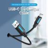 Vention USB 3.0 to USB-C cable 2M black USB-A to Type-C cable Vention COZBH Vention fast data transfer USB-C cable Black PVC USB-C charging cable 2 meters Vention USB 3.0 cable product image Durable USB-C cable for smartphones and laptops
